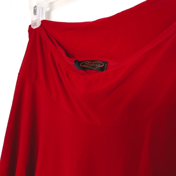 3/$15 Vintage Bright Red Handkerchief skirt - Picture 7 of 8